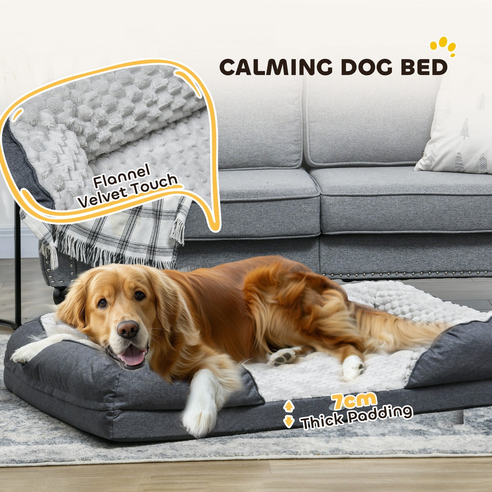 Pawhut Dog Bed Calming Pet Bed Dog Mattress for Large Dogs - Charcoal Grey